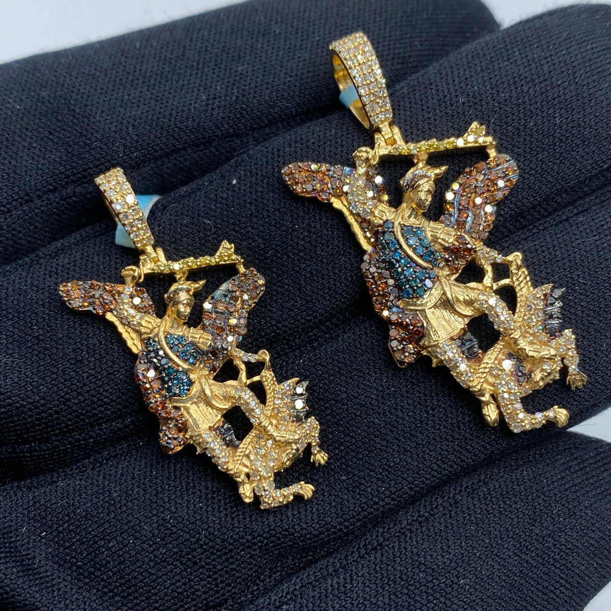 14K Gold Saint Michael Color Diamond Pendant - additional product view 5