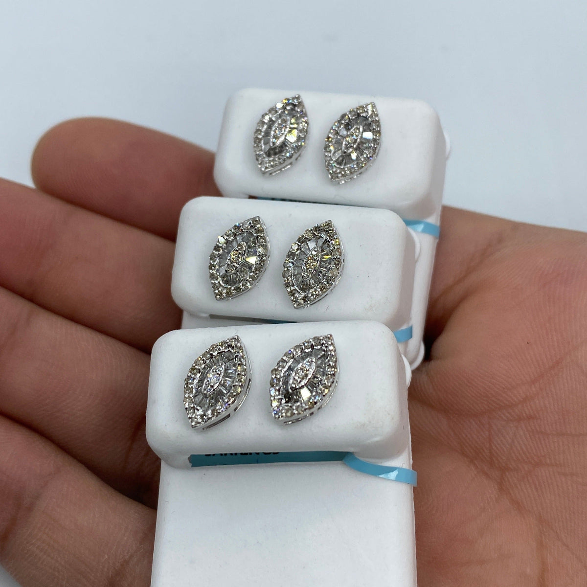 14K Gold Eye Diamond Baguette Earrings - additional product view 5