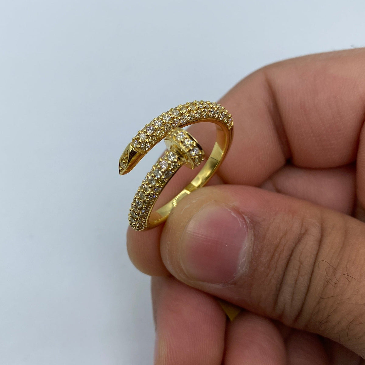 10K Gold Nail Diamond Ring in yellow gold - close-up product photo