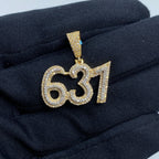 14K Gold 631 Area Code Diamond Pendant - additional product view 2