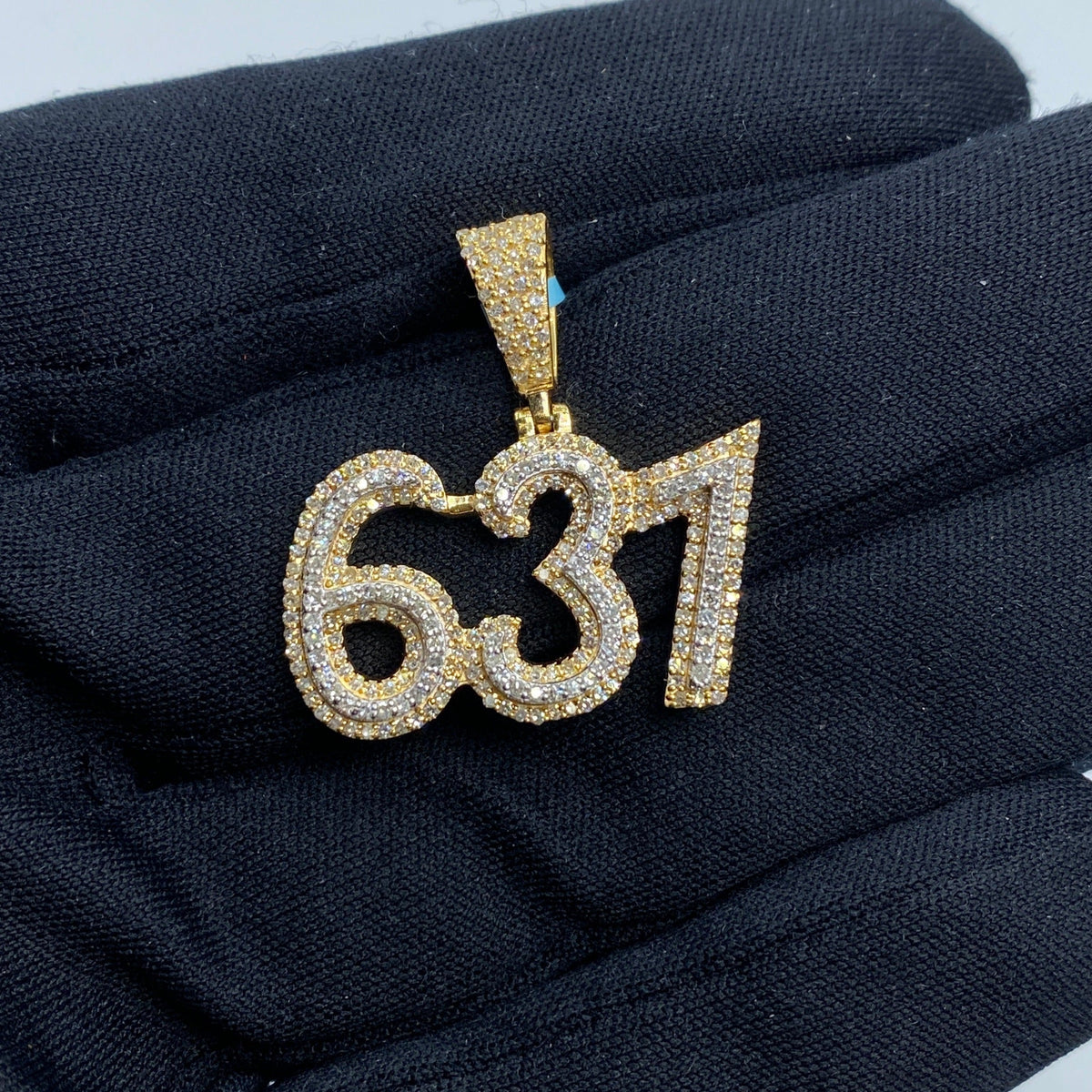 14K Gold 631 Area Code Diamond Pendant - additional product view 2