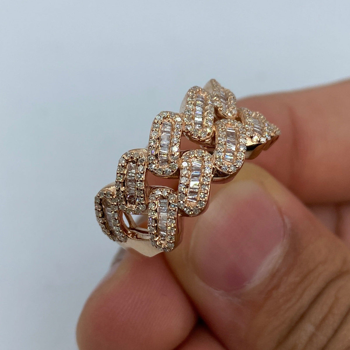 10K Gold Chubby Cuban Link Diamond Baguette Ring - additional product view 8
