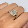 14K Gold Athena Rectangle Diamond Engagement Ring in yellow gold - close-up product photo