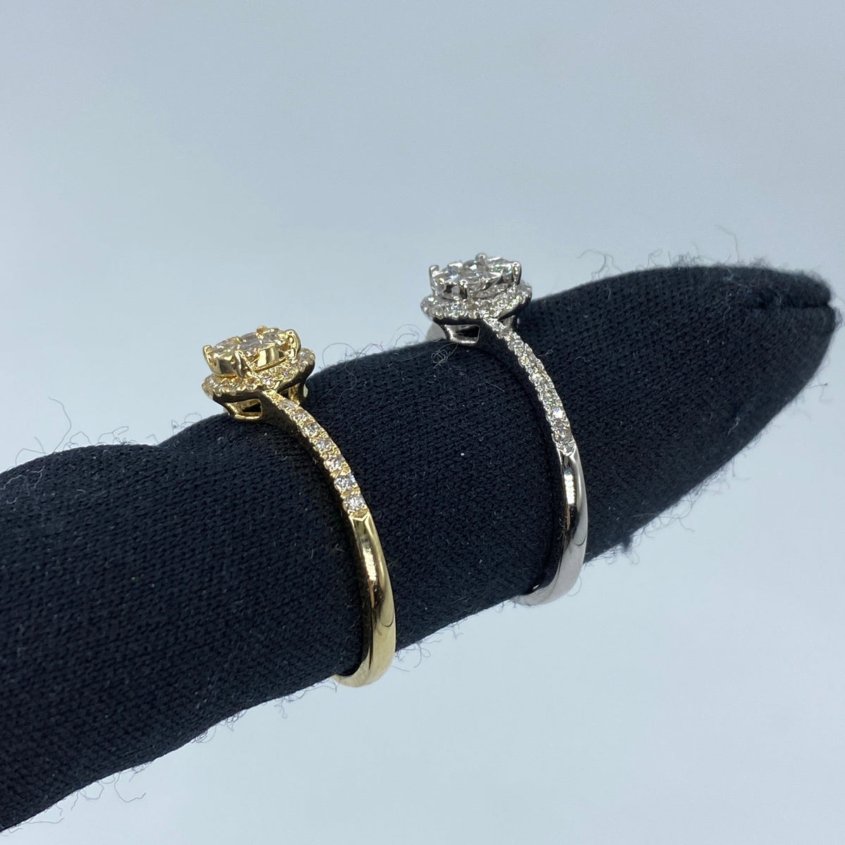 14K Gold Circle Thin Band Engagement Diamond Ring - additional product view 5