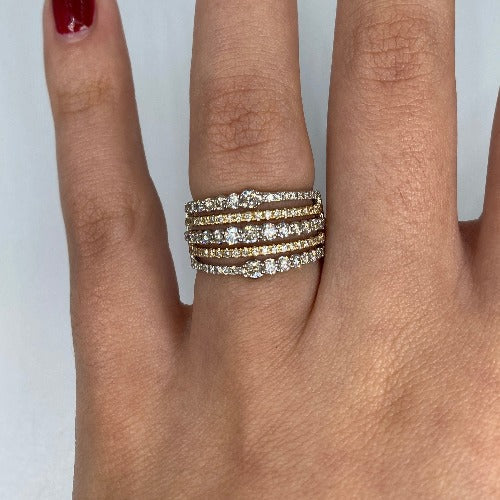 14K Gold Two-Tone Stacked Diamond Ring - additional product view 3