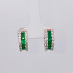 18K Gold Emerald Hoop Diamond Earrings - additional product view 4
