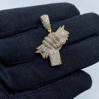 14K Gold Money Hand Diamond Pendant - additional product view 2