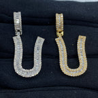 14K Gold Initial U Diamond Baguette Pendant - additional product view 2