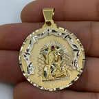 14K Gold Saint Caridad Del Cobre Round Medallion Pendant 1.75 in - additional product view 2