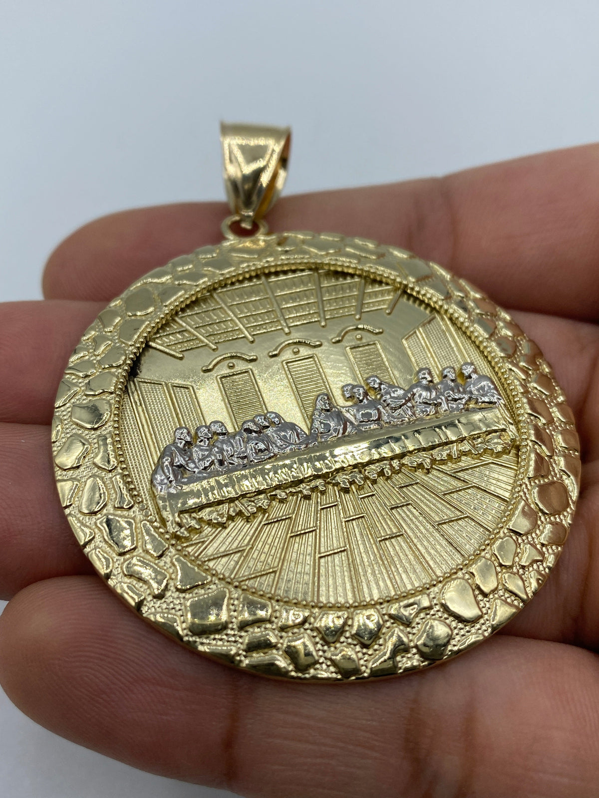 10K Gold Last Supper Pendant 2.6 in - additional product view 3