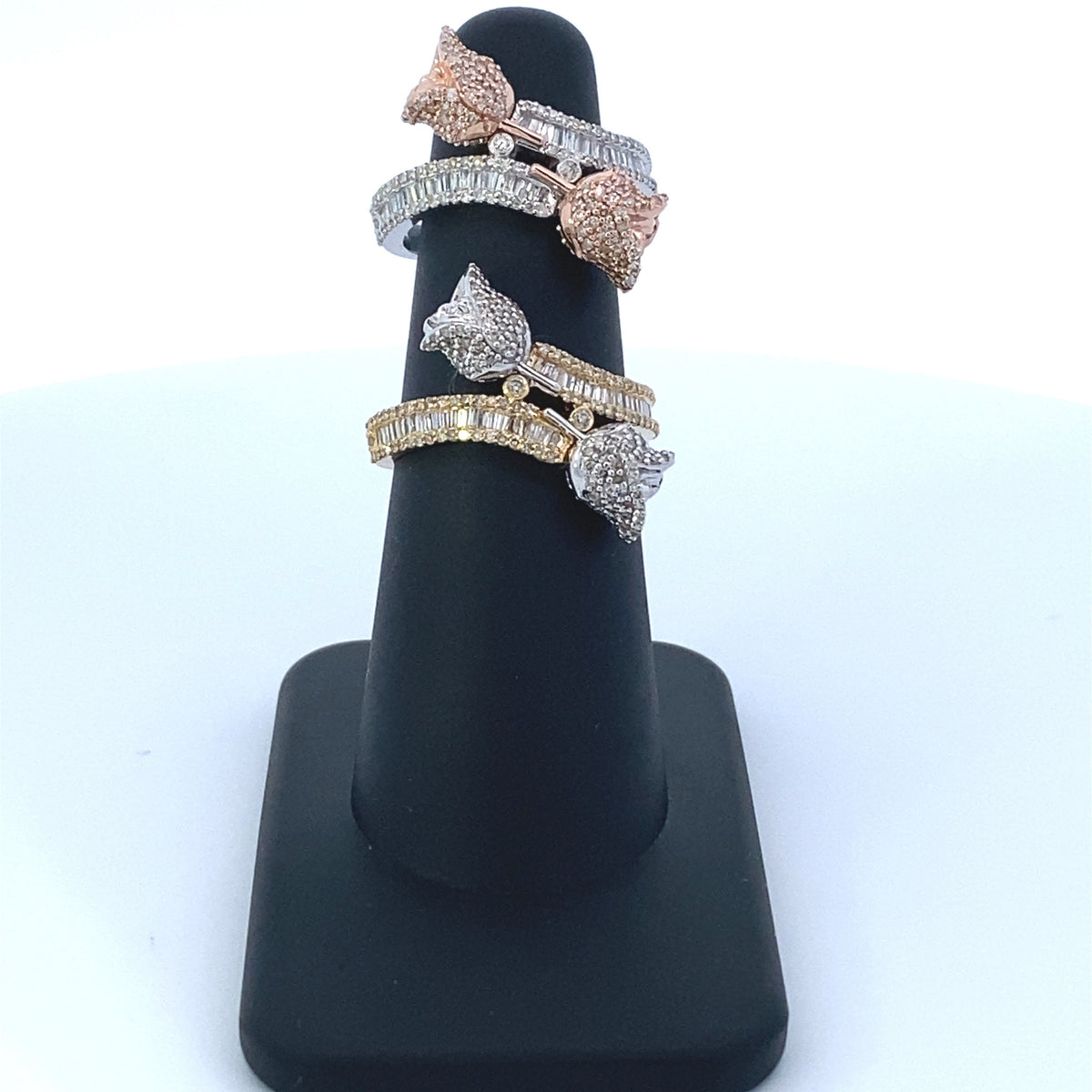 14K Gold Diamond Baguette Flower Ring - additional product view 2