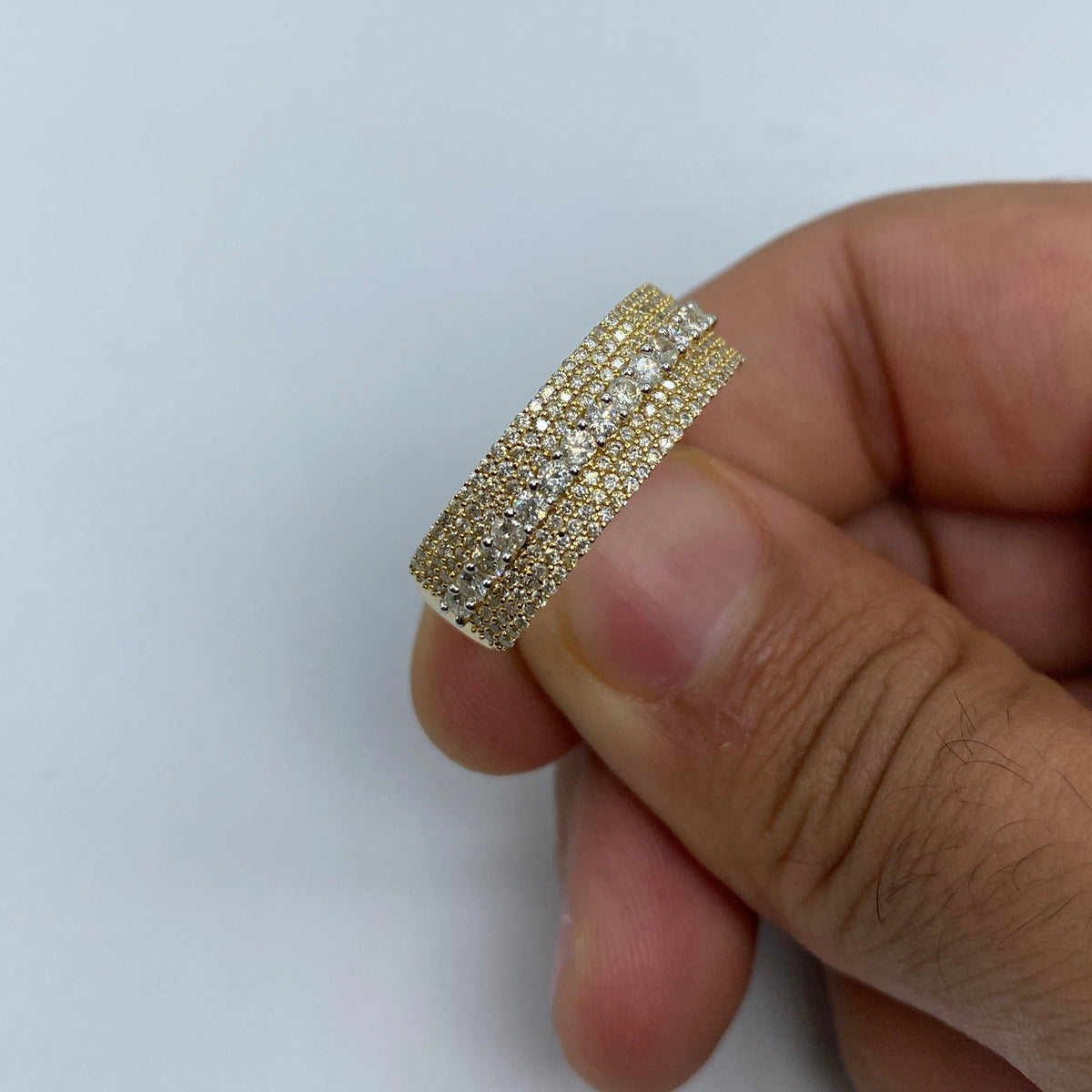 14K Gold Big Stone Band Diamond Ring - additional product view 2