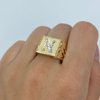10K Gold Initial Letter Square Block Ring - additional product view 28