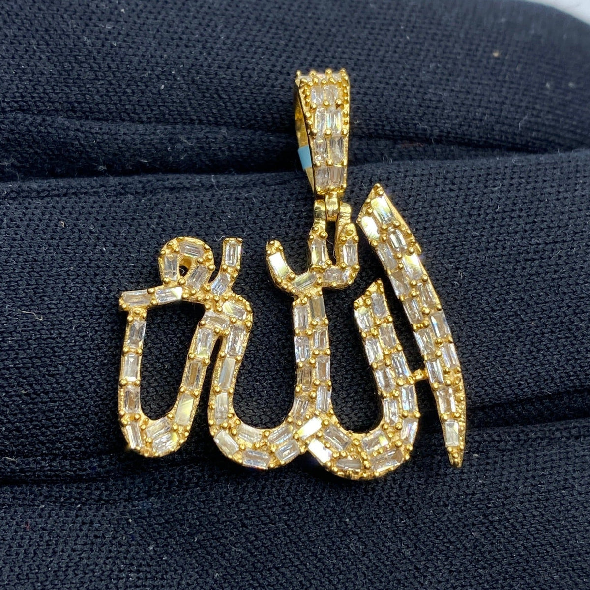 14K Gold Yellow Allah Diamond Pendant - additional product view 2