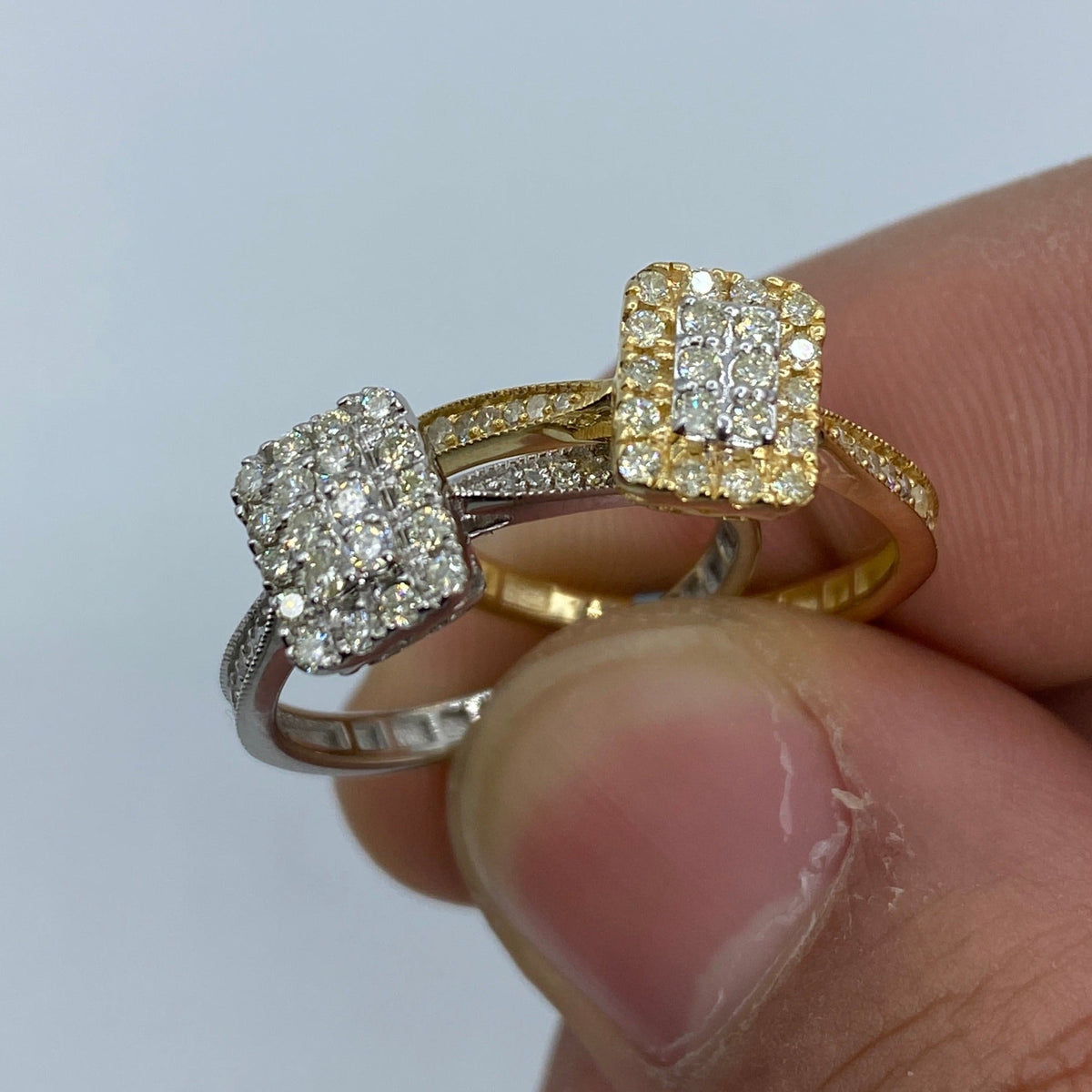 14K Gold Rectangle Diamond Engagement Ring - additional product view 6