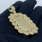 10K Gold Rounded Rectangle Flower Picture Photo CZ Pendant - additional product view 3