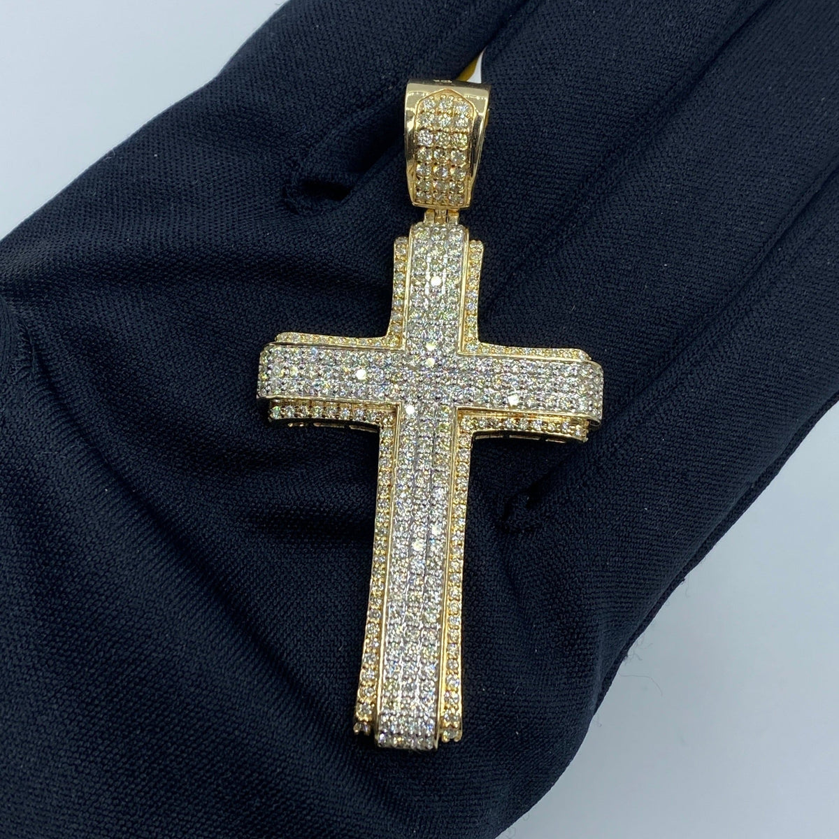 10K Gold Traditional Cross Diamond Pendant 4.4 Ct - additional product view 2