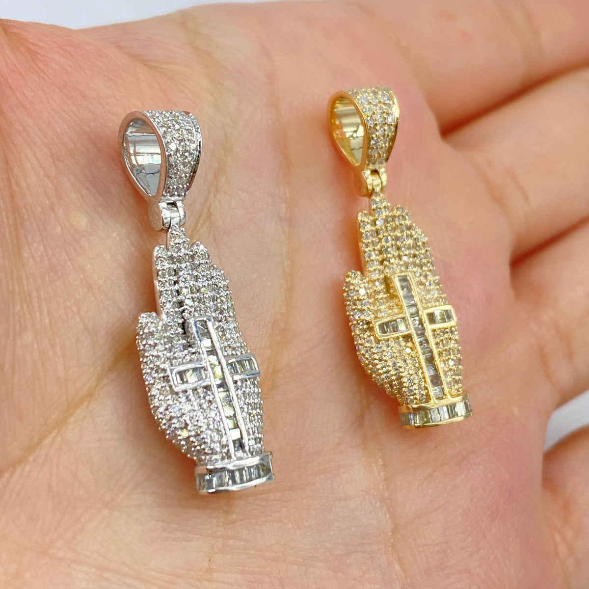 10K Gold Blessed Hand Diamond Pendant - additional product view 2