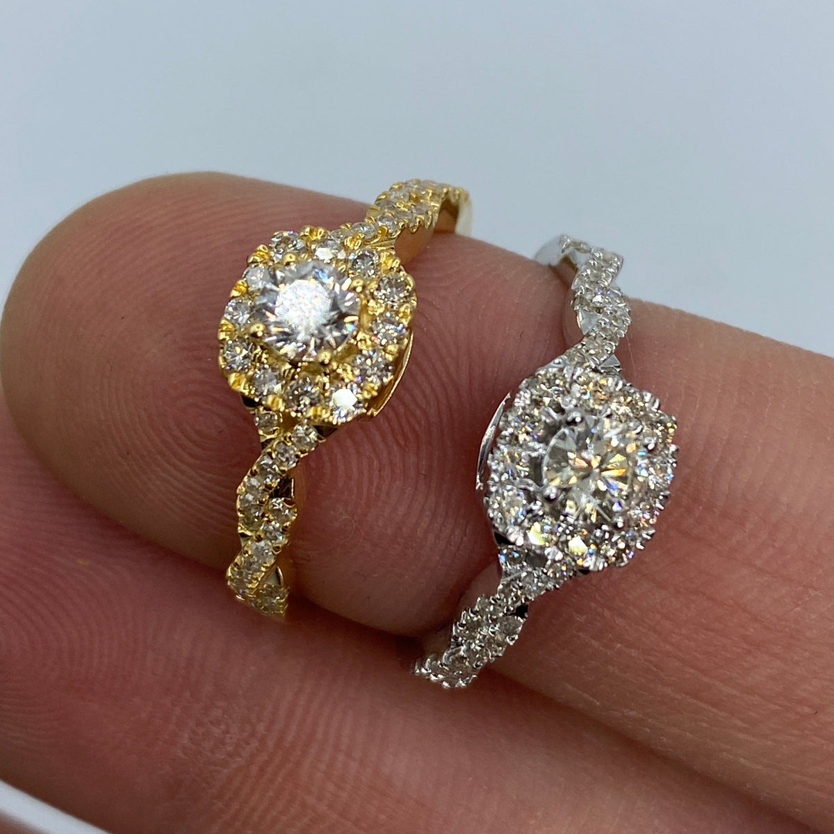 14K Gold Large Center Stone Spiral Diamond Engagement Ring - additional product view 2