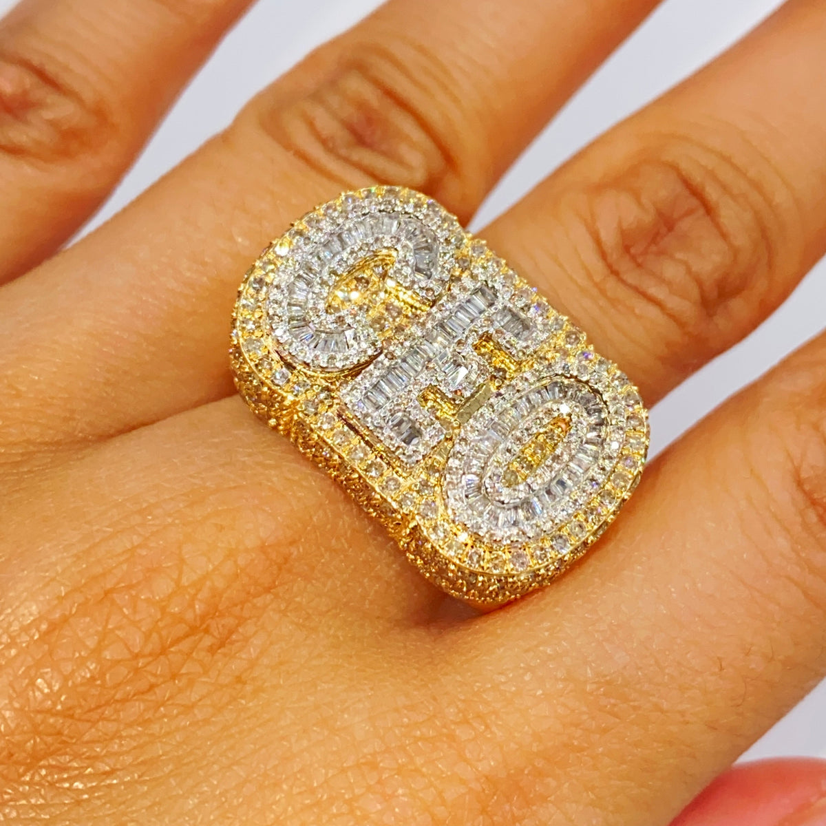 10K Gold/14K CEO Name Plate Diamond Ring - additional product view 3