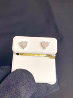 10K Gold Castle Heart Diamond Earrings in white gold - close-up product photo