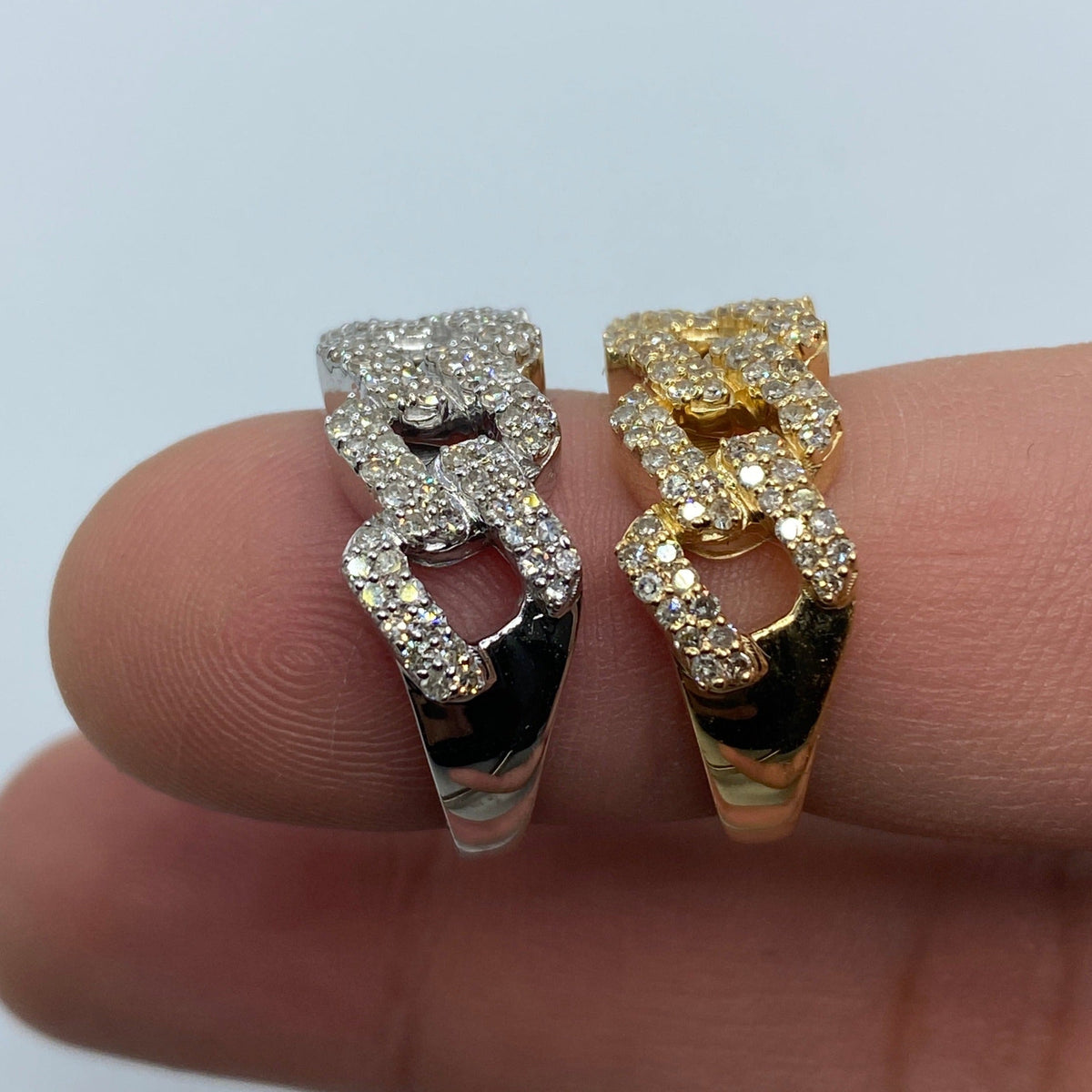 14K Gold 9mm Cuban Link Diamond Ring - additional product view 6