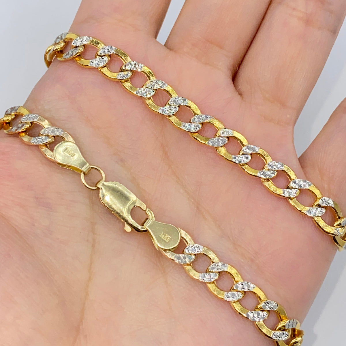 14K Gold Two-Tone Flat Cuban Link Bracelet - additional product view 5