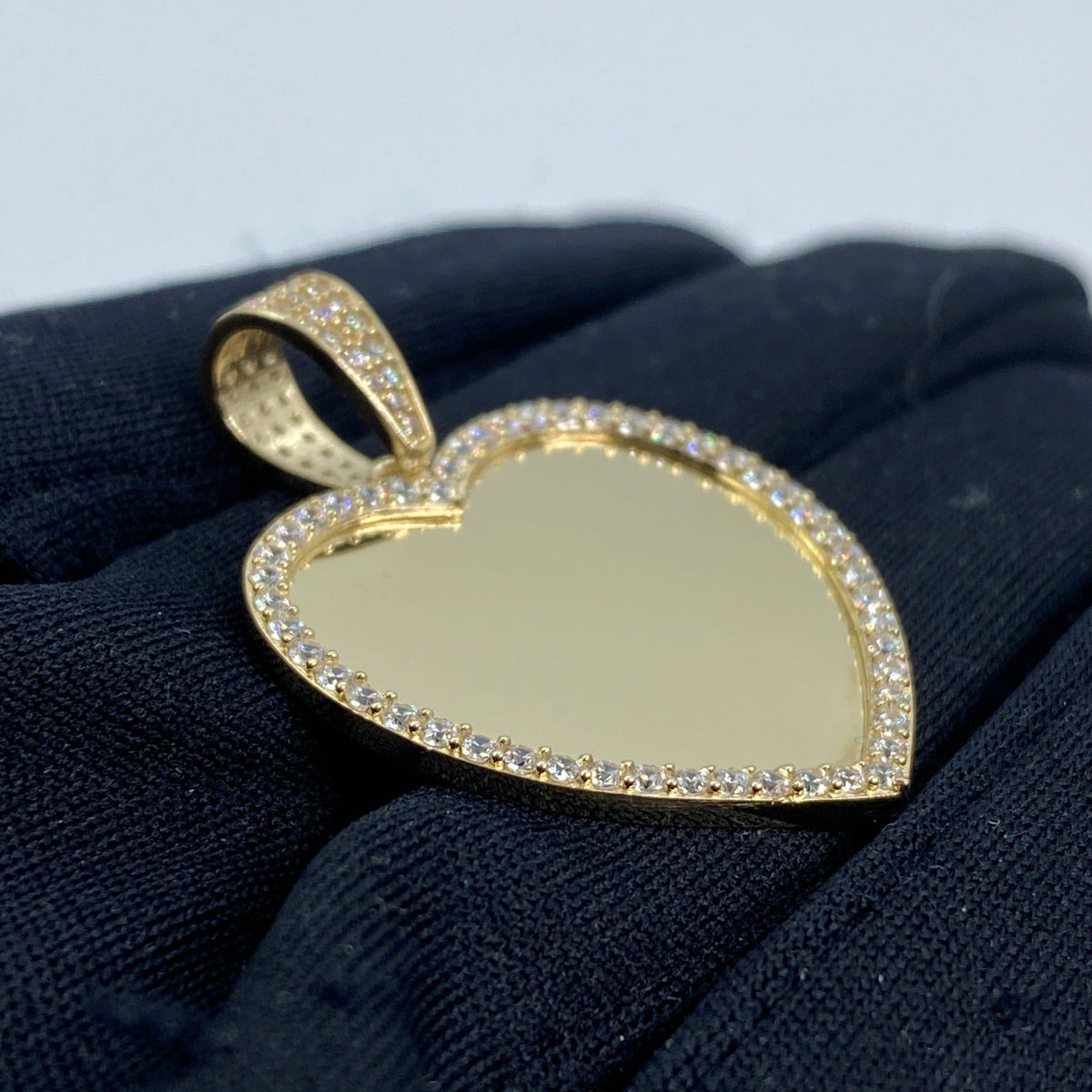 14K Gold Heart Picture Photo CZ Pendant - additional product view 3