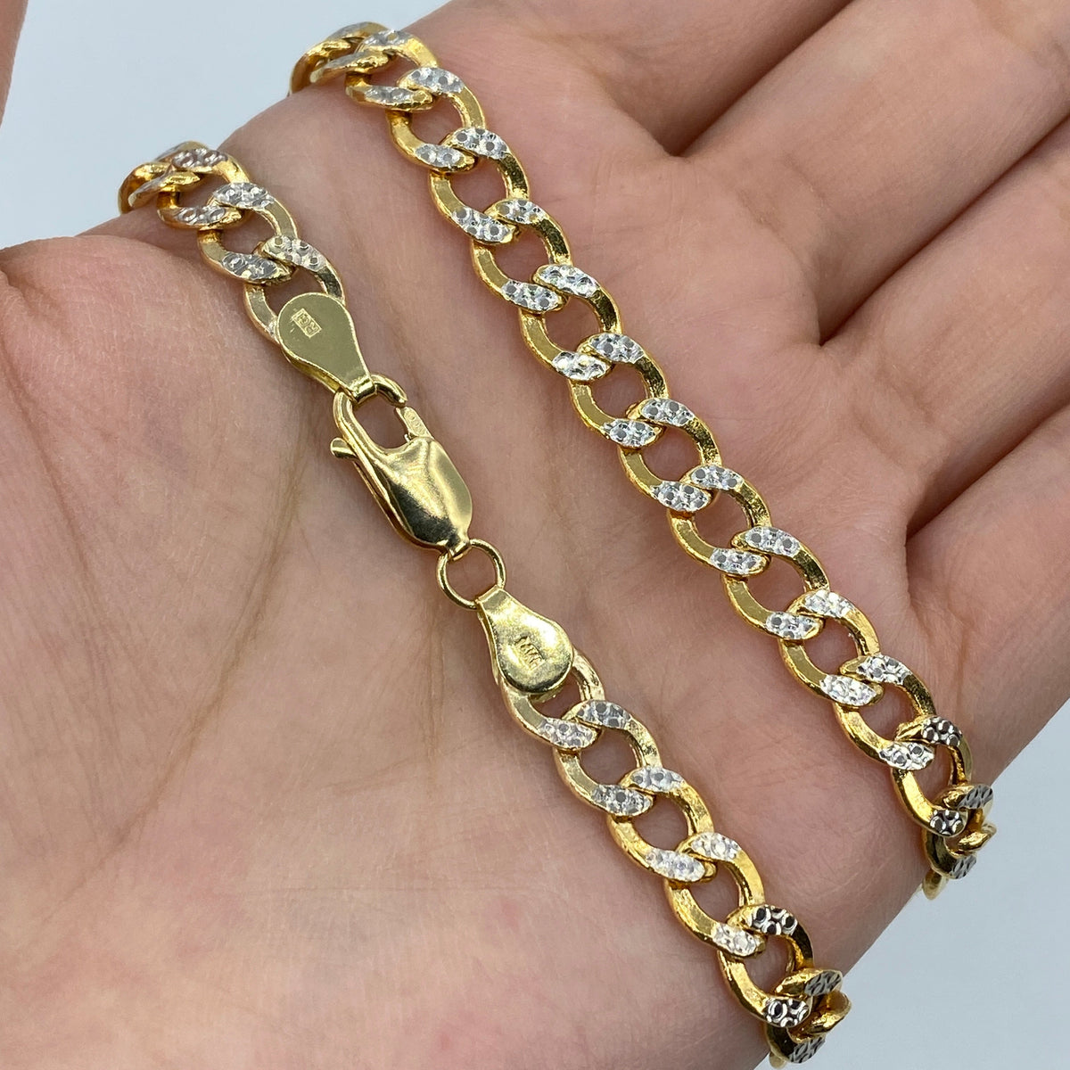 14K Gold 6.5mm Two-Tone Flat Cuban Link Chain 18 in - additional product view 4