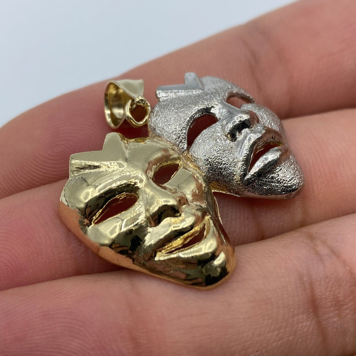 10K Gold Laugh Now Cry Later Pendant 1.4 in - additional product view 5