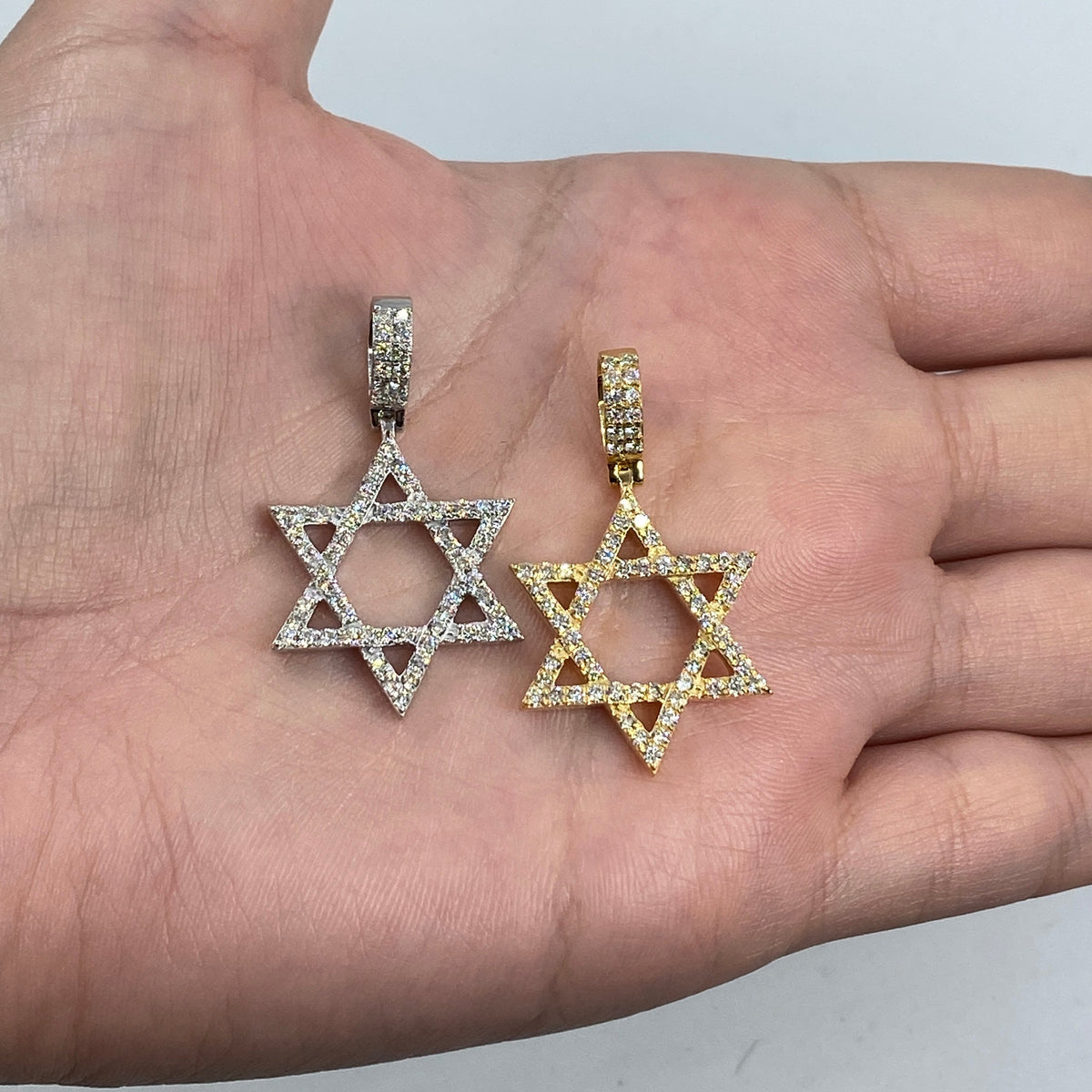14K Gold Star of David Diamond Pendant - additional product view 9