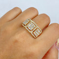 10K Gold Nobility Square Diamond Baguette Ring in yellow gold - close-up product photo