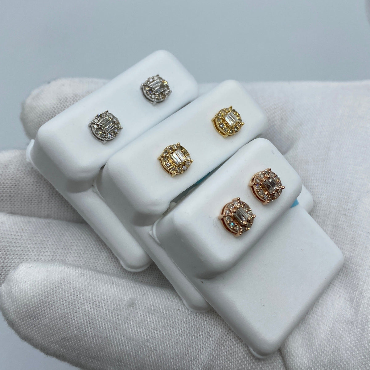 14K Gold Diana Circle Diamond Baguette Earrings - additional product view 3