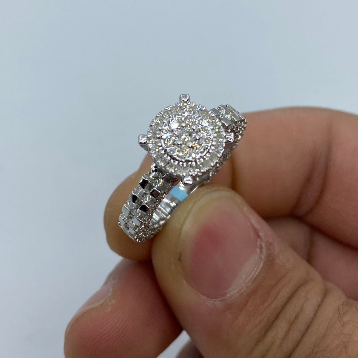 14K Gold Jumbo Diamond Engagement Ring in white gold - close-up product photo