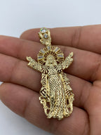 14K Gold Jesus with Halo Pendant 2.25 in - additional product view 7