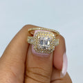 14K Gold Victoria Double Halo Stacked Diamond Ring in yellow gold - close-up product photo