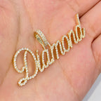 10K Gold Custom Diamond Name Plate Pendant - additional product view 3
