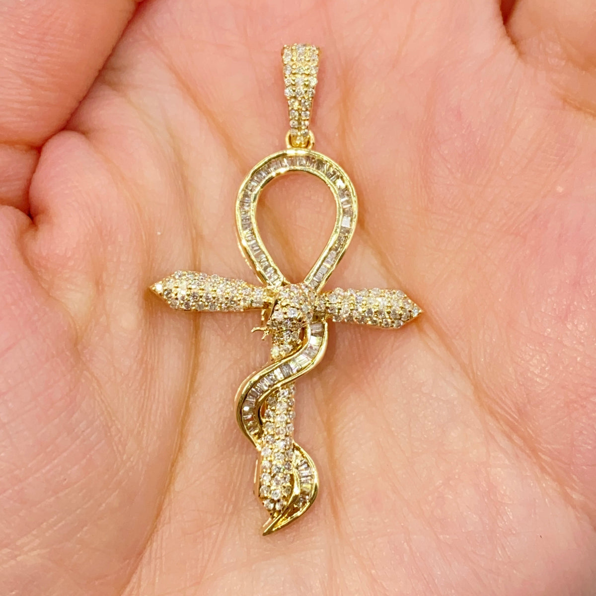 10K Gold Snake Ankh Diamond Pendant - additional product view 2