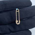 14K Gold Iced Paper Clip Diamond Pendant in yellow gold, Medium - close-up product photo