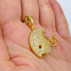 10K Gold Football Helmet Diamond Pendant - additional product view 3