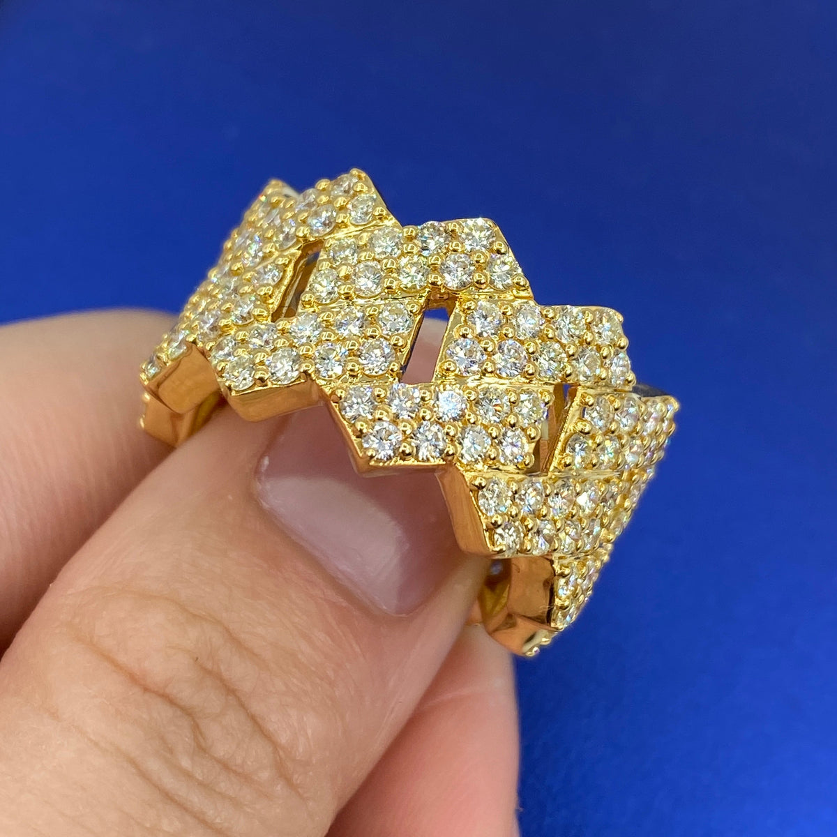 14K Gold Cuban Link Eternity Diamond Ring - additional product view 2