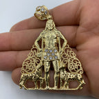 14K Gold Saint Lazarus CZ Pendant - additional product view 2