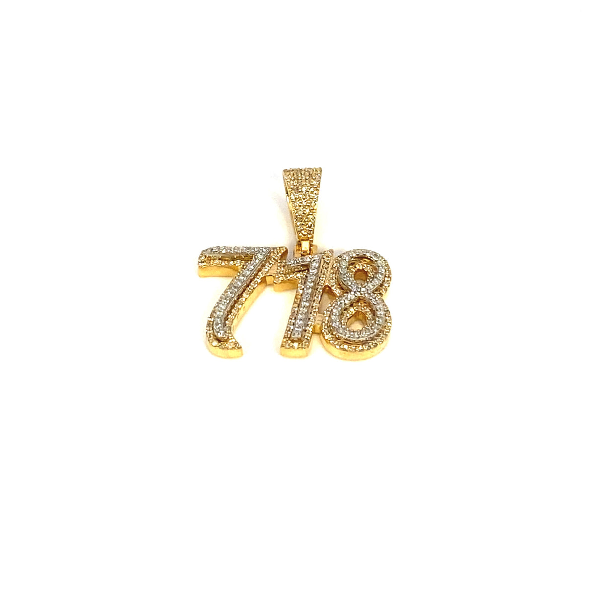 14K Gold 718 Area Code Diamond Pendant - additional product view 2