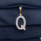 14K Gold Single Stone Initial Q Diamond Pendant, Small - close-up product photo