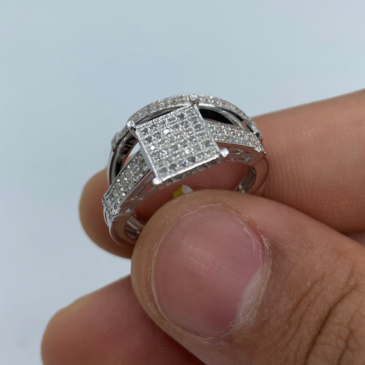 10K Gold Pixel Diamond Engagement Ring with Band - additional product view 4