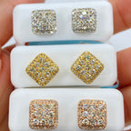 14K Gold Classic Square Diamond Earrings - additional product view 3