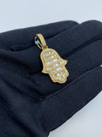 14K Gold Hamsa Solid Diamond Baguette Pendant - additional product view 3