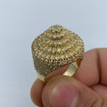 10K Gold Jumbo Circle Cake Diamond Ring in yellow gold - close-up product photo