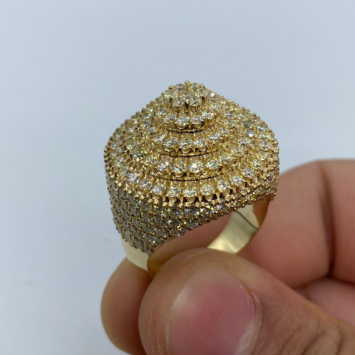 10K Gold Jumbo Circle Cake Diamond Ring in yellow gold - close-up product photo