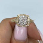 14K Gold Circle Square Halo Diamond Ring - additional product view 3